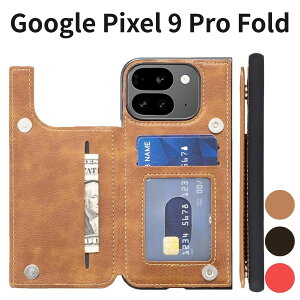 Google Pixel 9 Pro Fold �P�[�X Anrek �蒠�^ ���z�^ PU�v �}�O�l�b�g IC�J�[�h���[ �X�^���h�@�\ �ϏՌ� �h�� ���^ �����h�~ ���g���u���E��