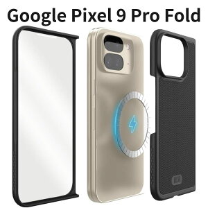 Google Pixel 9 Pro Fold �P�[�X TUDIA MergeGrip V2 MagSafe�Ή� ������ PC�X�����O���b�v �y�� ��̌^�X�N���[���v���e�N�^�[ �u���b�N