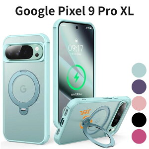 Google Pixel 9 Pro Fold �P�[�X Pixel 9 Pro XL �Ή� MagSafe 360�x��]�����O ������ �}�b�g �ϏՌ� �����Y�ی� �O���[��