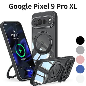Google Pixel 9 Pro Fold �P�[�X Pixel 9 Pro XL �Ή� MagSafe 360�x��]�����O �c���X�^���h �ϏՌ� ���ϖh�~ �u���b�N