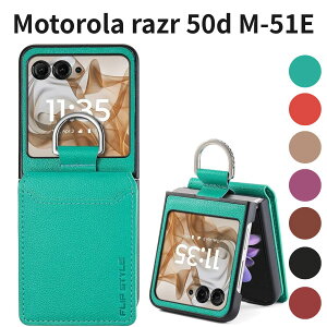 Motorola razr 50d M-51E �P�[�X Motorola razr 50/60 �Ή� �����O�t�� �J�[�h���[ �y�� ���^ �ϏՌ� �O���[��