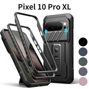 Pixel 10 Pro XL �P�[�X Dexnor �J�����J�o�[�t�� ��ʕی��̌^ �L�b�N�X�^���h���� �ϏՌ� �t���{�f�B �u���b�N