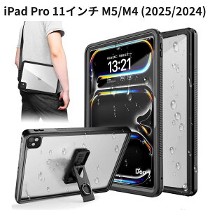 iPad Pro 11�C���` M5/M4 (2025/2024) �p Doo �h���P�[�X IP68 �h�o �h�� �ϏՌ� �X�^���h�t�� Face ID�Ή� ���^ �N���A �u���b�N