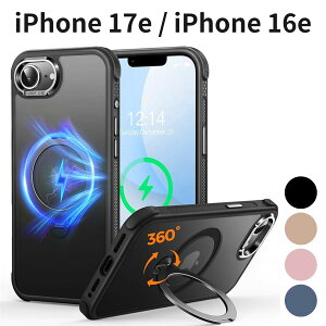 iPhone 17e / iPhone 16e �p �P�[�X MagSafe�Ή� 3�{�ϏՌ� �ČR�K�i 360�x��]�X�^���h �c�����Ή� �p�x���� ���^ �������}�b�g ���΂ݖh�~ ���h�~ 6.1�C���` �u���b�N