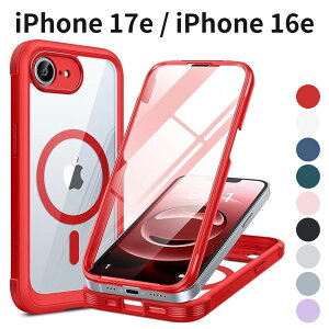 iPhone 17e / iPhone 16e �t���J�o�[�P�[�X MagSafe�Ή� 360�x�ی� 9H�����K���X �ϏՌ� ���C�����X�[�d�Ή� ���b�h