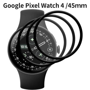 Google Pixel Watch 4 /45mm �ی�t�B���� 3���Z�b�g PET������ 3D�Ȗ� �ی�V�[�g �ϏՌ� �C�A�h�~ �����x �w��h�~ �����^ �u���b�N