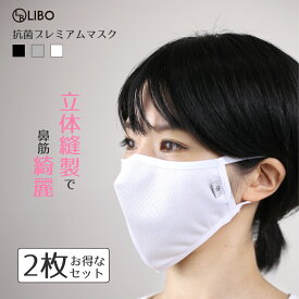 布マスク 洗えるマスク 抗菌 LIBO PUREMIAMU MASK 2枚セット 美顔 肌荒れ対策 夏用 立体 フィットマスク 美マスク