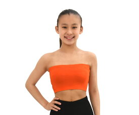 【即納】ダンストップス インナー 無地 ベアトップ ブラトップ チューブトップ ジュニア レディース ストレッチ素材 レーヨン ノースリーブ パット無 上下ゴム入 着丈が選べる フィット ホワイト/オレンジ/ピンク/レッド/ブルー/ブラック T01199 [M便 1/4]