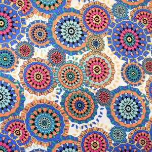 【即納】生地 W巾 サテン生地 (約154cm巾x3mカット済)エスニック柄 アジアン柄 生地 布地 柄 総柄 プリント生地 小物生地 衣装生地 コスチューム 服地 柄生地 幅広 マルチカバー インテリア生地