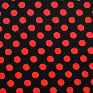 【即納】生地 W巾 水玉ストレッチ生地 (約180cm巾x2mカット済) ドット生地 水玉生地 〔水玉の大きさ:約2.5cm〕ストレッチ素材 布 光沢 伸びる ソフト ステージ コスチューム 衣装生地 オリジナ