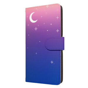 iPhone15Plus ケース 手帳型 アイフォン15プラス カバー 星空 夜空 三日月 グラデーションカラー かわいい おしゃれ スマホケース スマホカバー メンズ レディース 携帯ケース 携帯カバー 手帳ケ