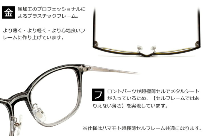 楽天市場】ハマモト HAMAMOTO 老眼鏡 遠近両用 超極薄セルフレーム 