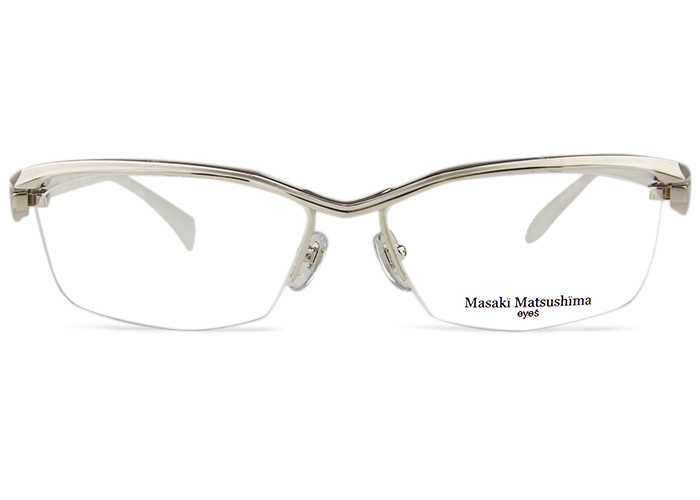 マサキマツシマ Masaki Matsushima MF-1251 c.2 シルバー ホワイトパールブロック 伊達 度付き 大きい メガネ 新品 送料無料 めがね 眼鏡 5815