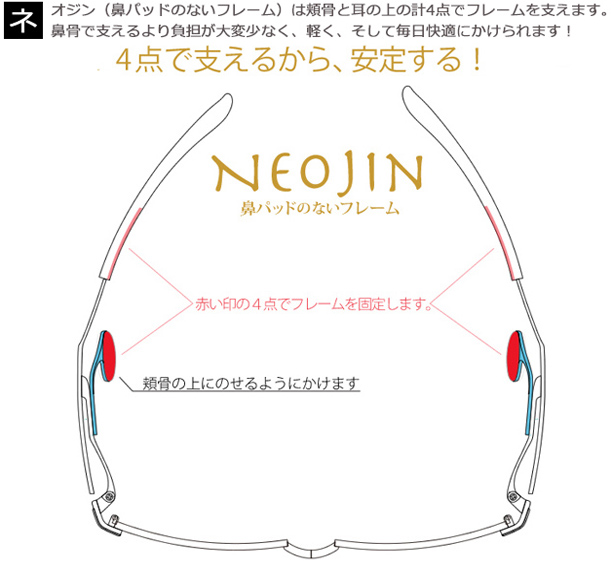 楽天市場】NEOJIN ネオジン NJ3009 c.1 レッド 鼻パッドなし 鼻あて