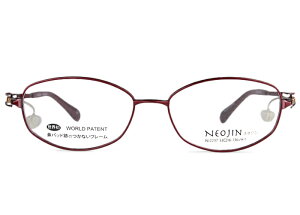 ネオジン NEOJIN nj2237 c.10 ワインレッド 鼻パッドなし サイドパッド 多角形 日本製 チタン チタニウム 伊達 度付き メガネ めがね 眼鏡 レディース 新品 送料無料 53□16