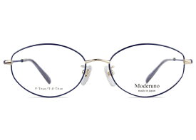 モデルノ MODERUNO MD-7077 c.4 ゴールド / ネイビー 伊達 度付き 多角形 老眼鏡 遠近両用 日本製 軽量 チタン メガネ めがね 眼鏡 新品 送料無料 52□16