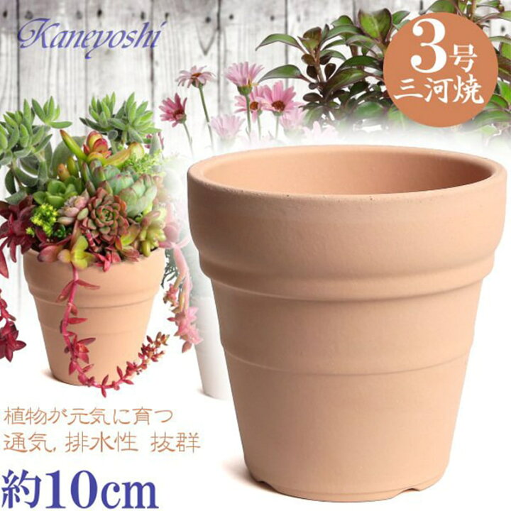 楽天市場】三河焼 植物にやさしい 素焼き鉢 メキシカン 3号 10cm 排水 