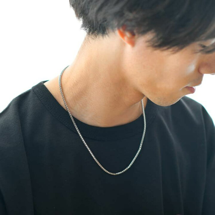 楽天市場 アクセサリー メンズ シンプルチェーンネックレス メンズアクセ プレゼント ベネチアンチェーン 夏 小物 15 シルバーf Dcollection