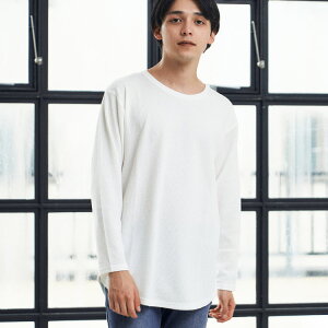Tシャツ メンズ 長袖ロング丈ワッフルTシャツ カットソー 重ね着 レイヤード トップス インナー/tt1156/2カラーS〜XXL