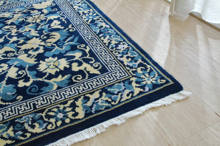 楽天市場】【甘粛緞通 高級手織りウール緞通 ブルー】＃YASL868 62  