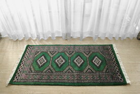 パキスタン段通玄関マット 《10×20 PR69-0175 70×122cm グリーン》手織り緞通 ウール100% 　ギフト対応