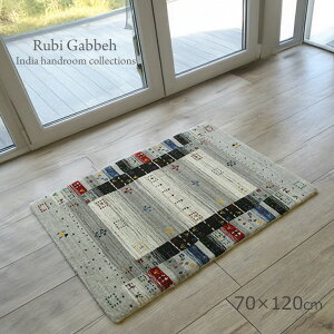 Mbx _eCXg Rubi Gabbeh IndiaD茺փ}bg sMby RFS0040 India hundroom փ}bg@70×120cm@tMV E[100