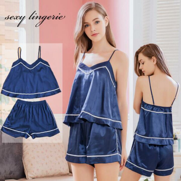 楽天市場 セクシー ランジェリー ルームウェア 部屋着 レディース 春 夏 上下 セット 可愛い かわいい おしゃれ 大人可愛い キャミソール サテン パジャマ ネグリジェ 姫 シースルー レース セクシ ランジェリー 超過激 エロ 過激 エッチな下着 あす楽 Double ダブル