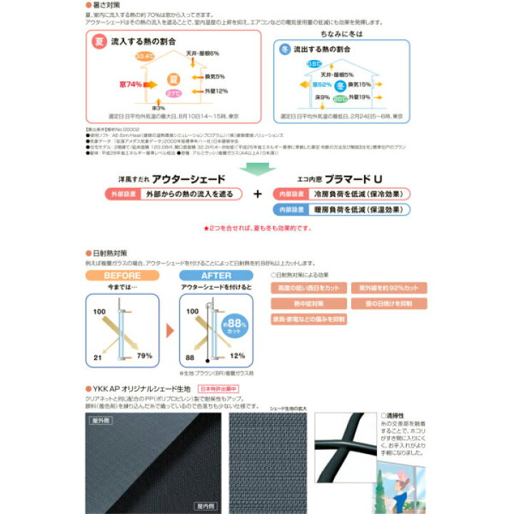 楽天市場 エントリーでp10倍 25日迄 洋風すだれ アウターシェード Ykkap W2730 H3100mm 2枚仕様 枠付け バルコニー手すり付け固定 雨戸付引き違い窓 引違い 窓 日除け 外側 日よけ リフォームおたすけdiy楽天市場店