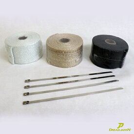 バイク・車用 マフラーガード 耐熱 テープ 布1200℃ グラスファイバー 50mm×10m （ベージュ・黒・ホワイト）/アメリカン/汎用/ドラッグスター/バルカン/スティード/ビラーゴ