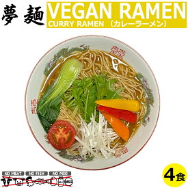 ヴィーガン ビーガン ベジタリアン ラーメン 夢麺 生麺 カレーラーメン スープ 生ラーメン 4食セット 熟成生麺 110g らあめん らーめん 中華そば お取り寄せグルメ お取り寄せ インスタ映え 食品