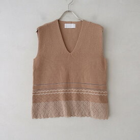 【美品/定価2.8万】 マメクロゴウチ Mame Kurogouchi Mixed Knittde Fabric Sleeveless Tops 2【中古】【52D22】【高価買取中】