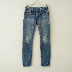 ヒステリックグラマー HYSTERIC GLAMOUR ダメージ加工ピンクステッチラメプリントデニムパンツ XS【中古】【91D32】【高価買取中】