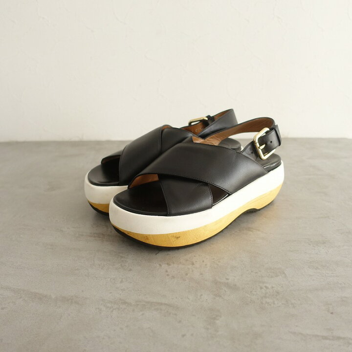 楽天市場】マルニ MARNI クロスストラップウェッジソールサンダル 38  