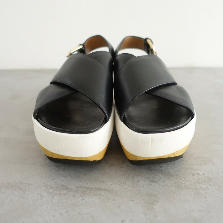 楽天市場】マルニ MARNI クロスストラップウェッジソールサンダル 38 