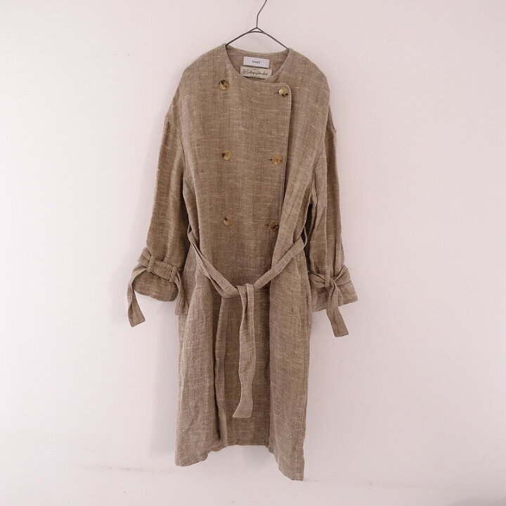 楽天市場】//【定価10万】サキ saqui リネンノーカラートレンチコート  
