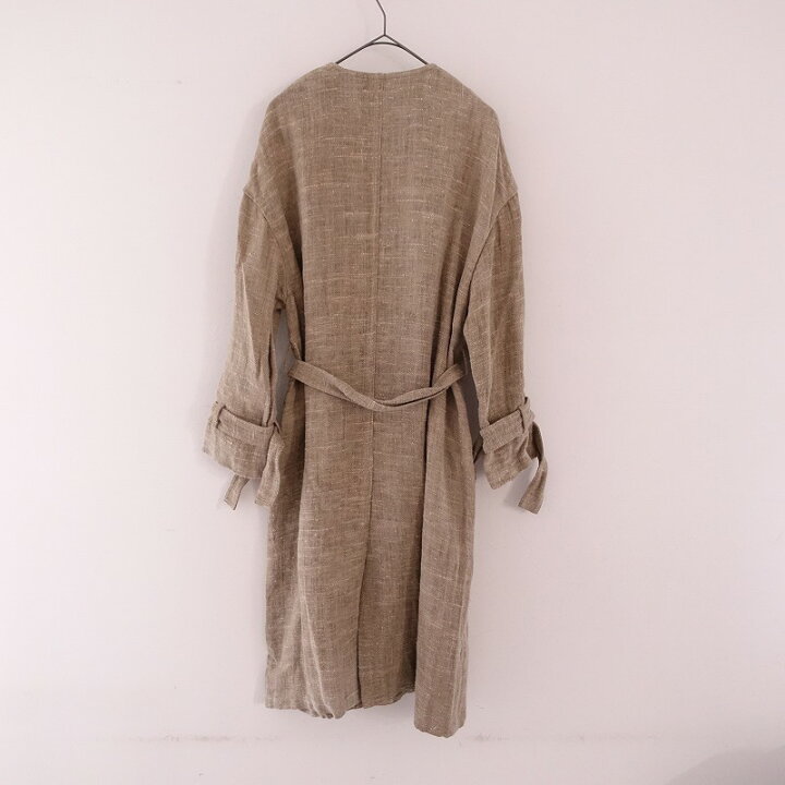 楽天市場】//【定価10万】サキ saqui リネンノーカラートレンチコート 