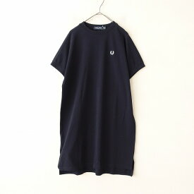 【未使用/定価1.5万】フレッドペリー FRED PERRY コットン鹿の子クルーネック半袖ワンピース D36/EUR38/UK5/USA6 【中古】【22E42】