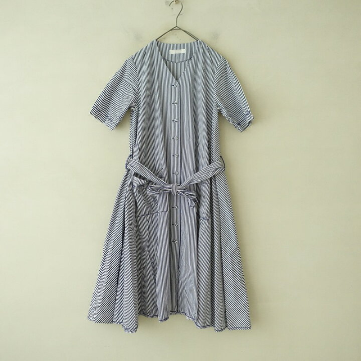 楽天市場】ホームスパン homspun コットンストライプVネックベルト付き 
