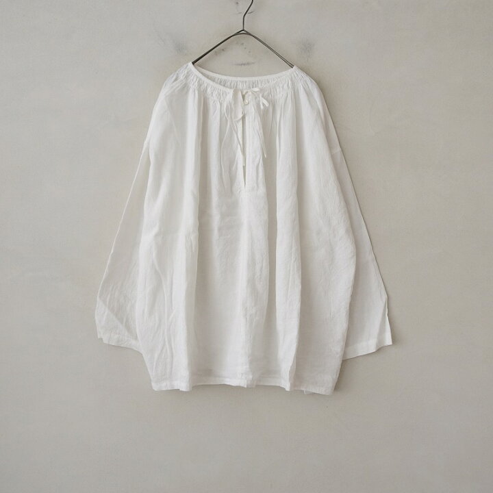 UpcycleLino】 近江晒しメニーギャザースモック オフシロ （楽天市場 
