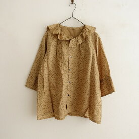 【定価3万】ヴラスブラム Vlas Blomme Light Cotton Ramie Elder flower printギャザーセーラーカラーブラウス F 【中古】【82H42】