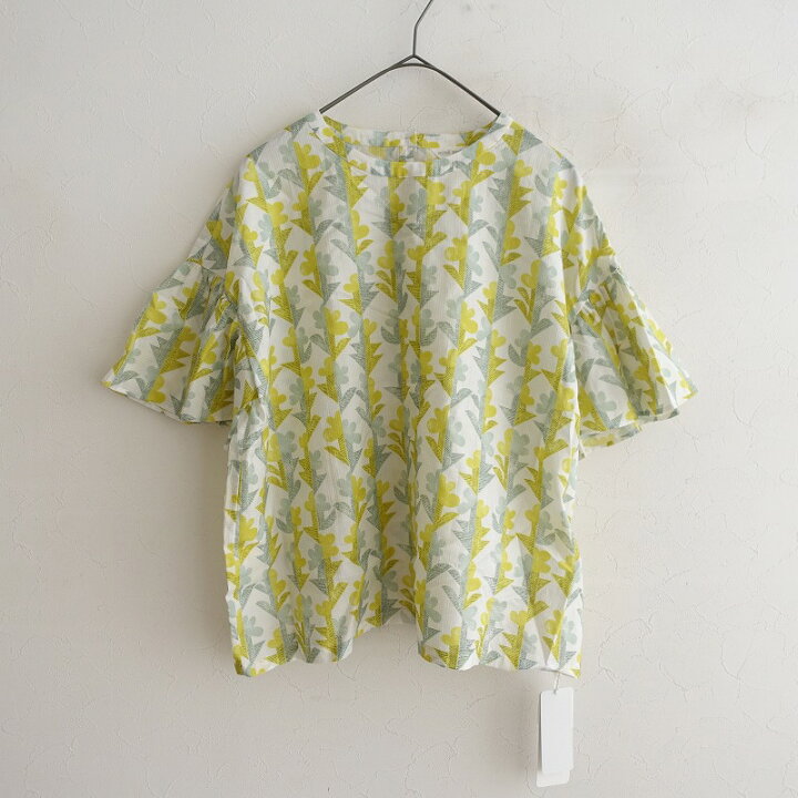 未使用。ハンドメイド ミナペルホネン刺繍生地使用のフレンチ - 半袖