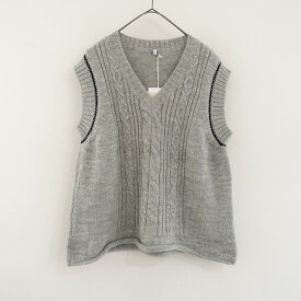 【未使用/定価2.7万】ガサグルー GASA grue ケーブル編みVネックニットベスト F 【中古】【71L42】