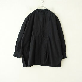 トゥジュー TOUJOURS スタンドカラーコットンタックブラウス 1 【中古】【32F52】