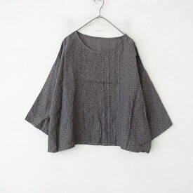 ヴラスブラム Vlas Blomme リネンプリントタックワイドブラウス F 【中古】【70H52】