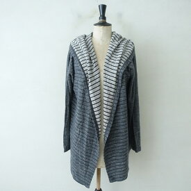 【定価3万】ヴラスブラム Vlas Blomme リネンウールボーダー切替フード羽織り F 【中古】【22I52】