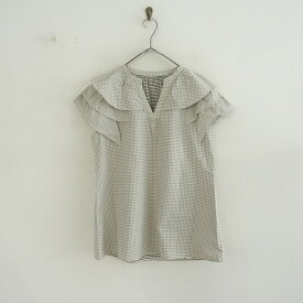 イエナ IENA ピンドットラッフルカラーノースリーブブラウス 【中古】【40F62】