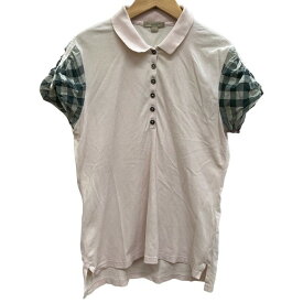 BURBERRY BRIT/バーバリーブリット/半袖ポロシャツ/袖ノバチェック/ピンク系/サイズL/レディース/FE0448