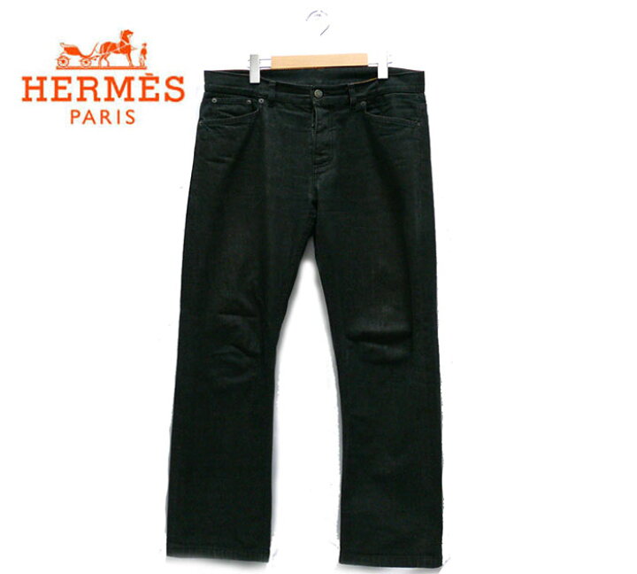 楽天市場】【HERMES】エルメス セリエボタン ブラック デニムパンツ 