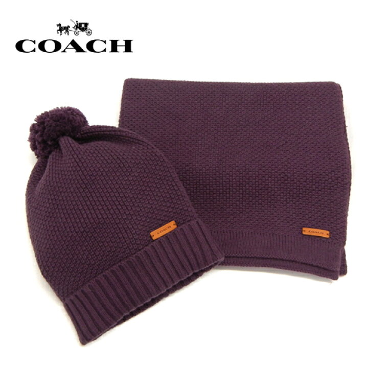 楽天市場】【COACH】コーチ ニット帽&マフラー セット ボルドー系 箱付 