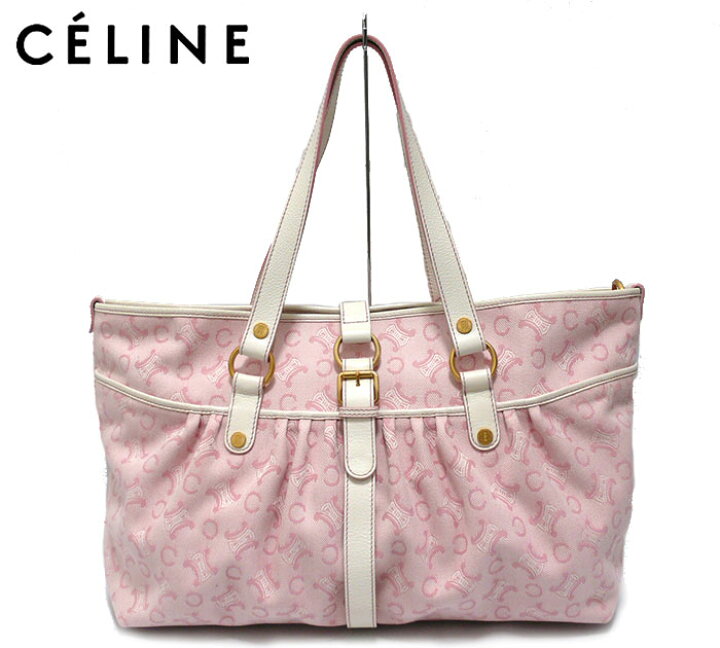 楽天市場】CELINEセリーヌ レザーハンドルキャンバス マカダム柄 